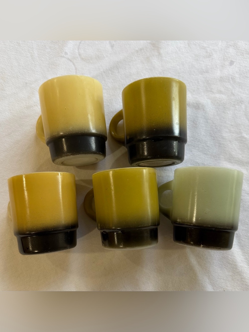 Anchor Hocking Fire King Yellow and Black Gradient Mugs (Set of 5)